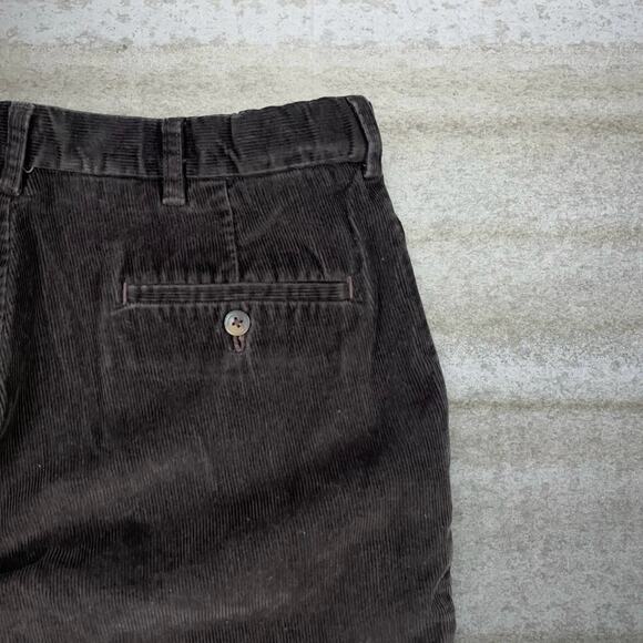 Corduroy Pants Mocha Brown Cotton Relaxed Fit Flat Front - Picture 3 of 4